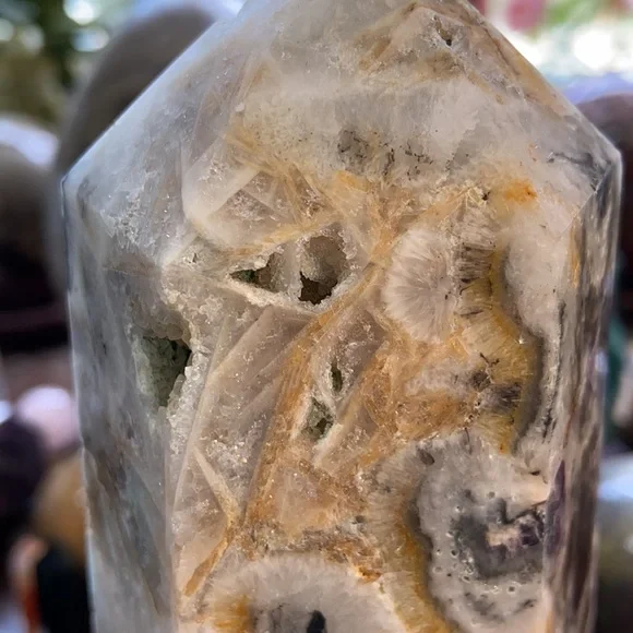 Fluorite With Hematite Crystal Tower With Druzy!